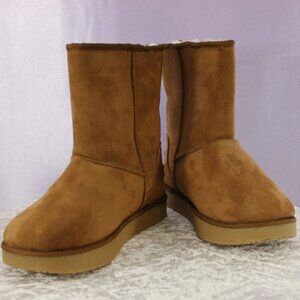 Makalu California Faux Suede Mid-Calf Winter Boots – Chestnut Brown – Size 10